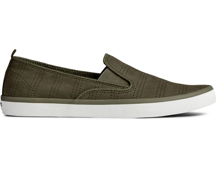 Sperry Sailor Twin Gore Perforated Slip On Sneakers - Women's Slip On Sneakers - Olive [CW0179365] S